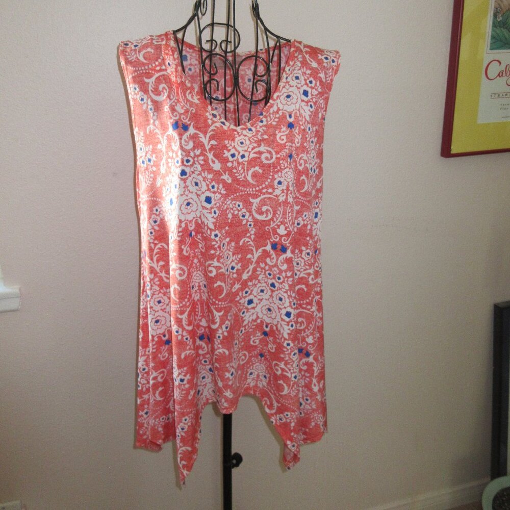 SJS Knit Sleevless Tunic top Pretty texture print size M